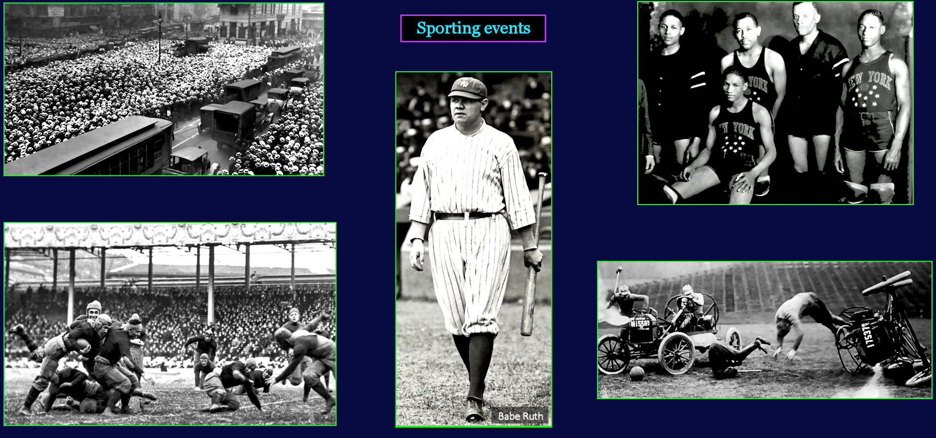 Babe Ruth, football and basketball, 1920s